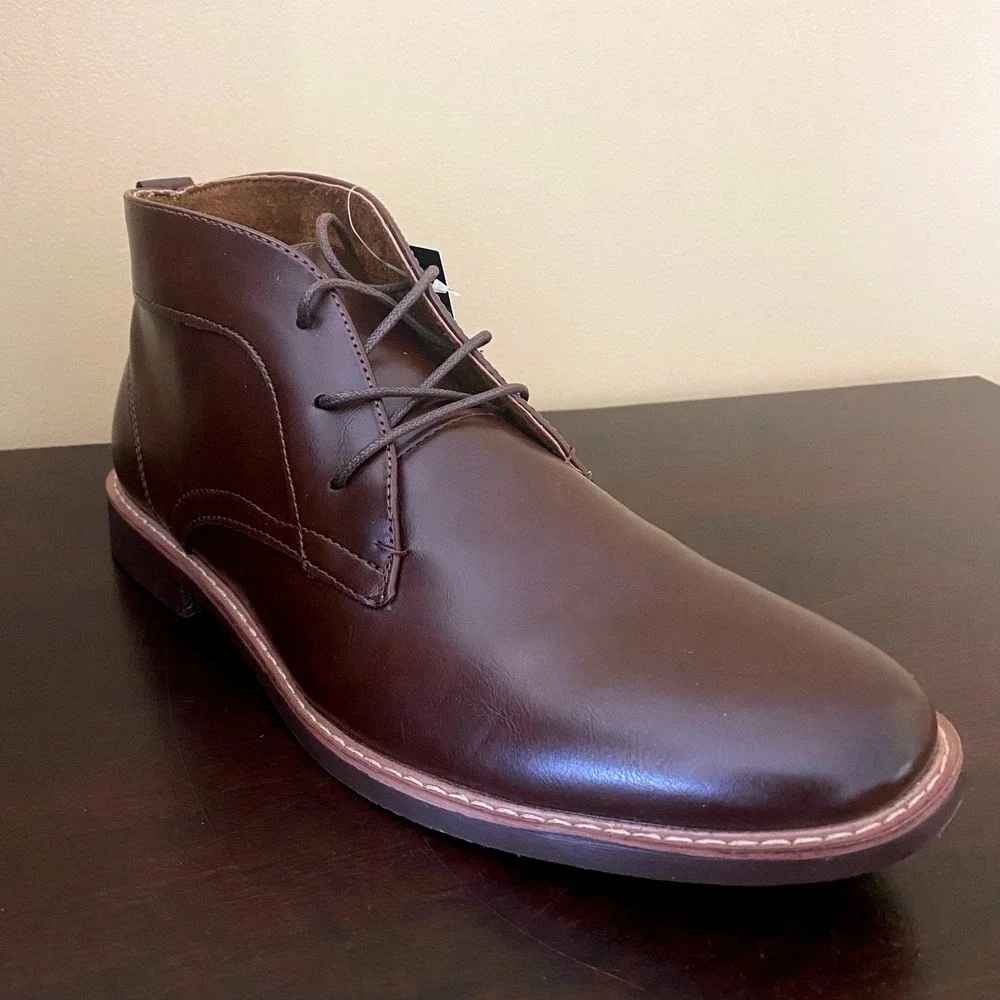 Deer‎ Stags Mens Gorp Chukka Boots Dark Brown Plain Toe Lace Up Ankle Boots NEW